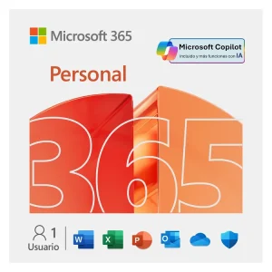 Microsoft office 365 personal 1 año con descuento.